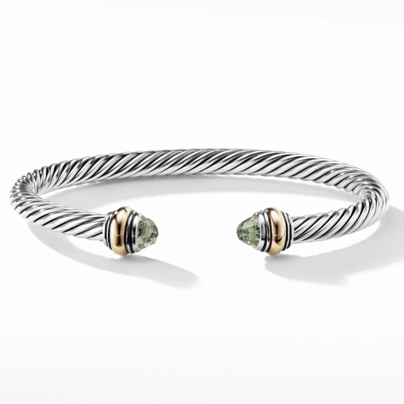 David Yurman Silver/14K Yellow Gold 5mm Prasiolite
Cable Classic Cuff Bracelet 7 - Picture 3 of 5